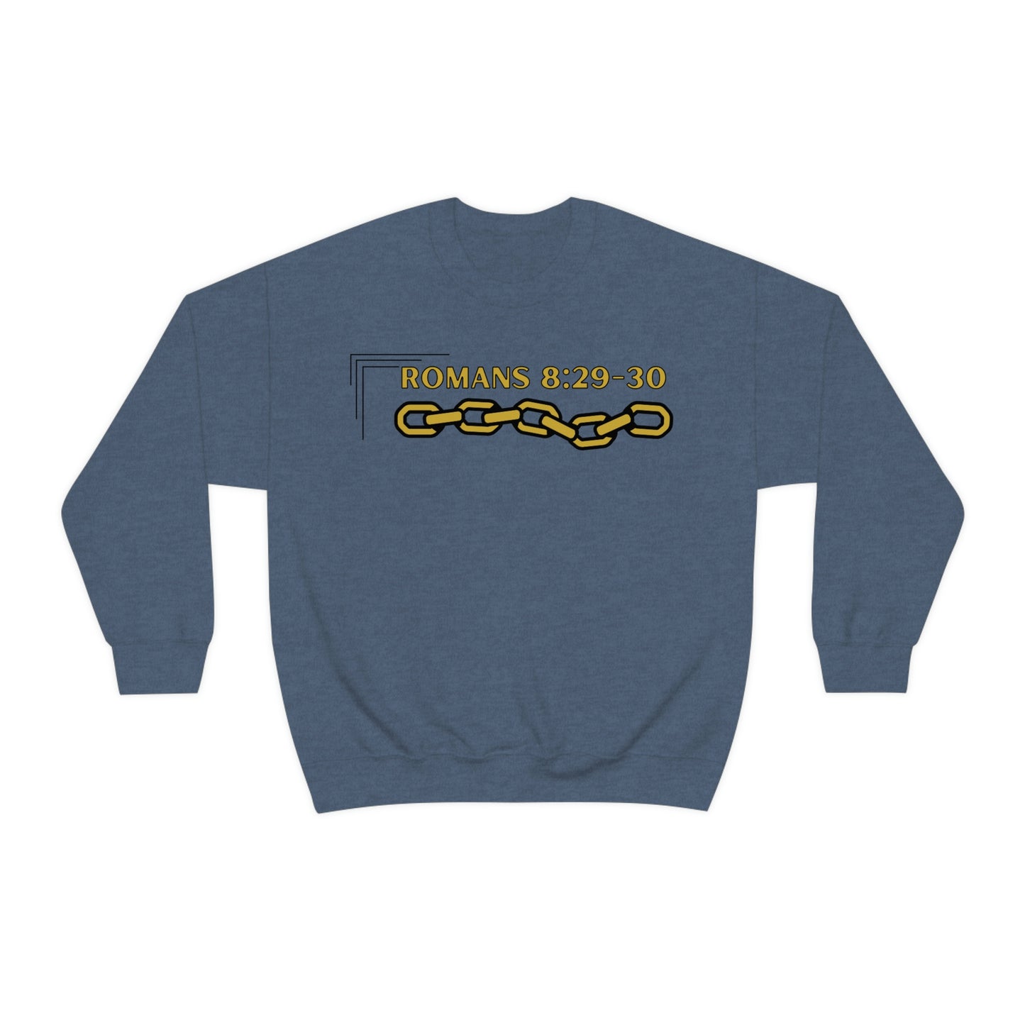 Unisex Golden Chain of Redemption (Romans 8:28-29) [Gold] Heavy Blend™ Crewneck Sweatshirt