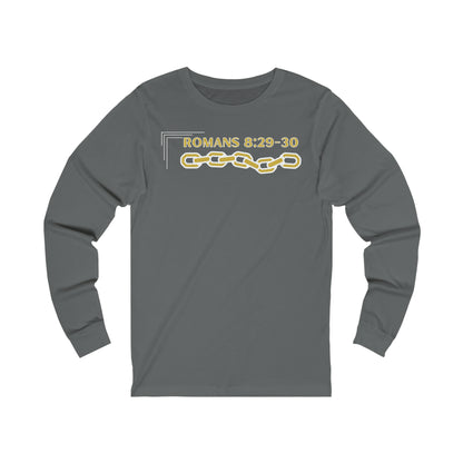 Unisex Golden Chain of Redemption (Romans 8:28-29) [White] Long Sleeve T-Shirt