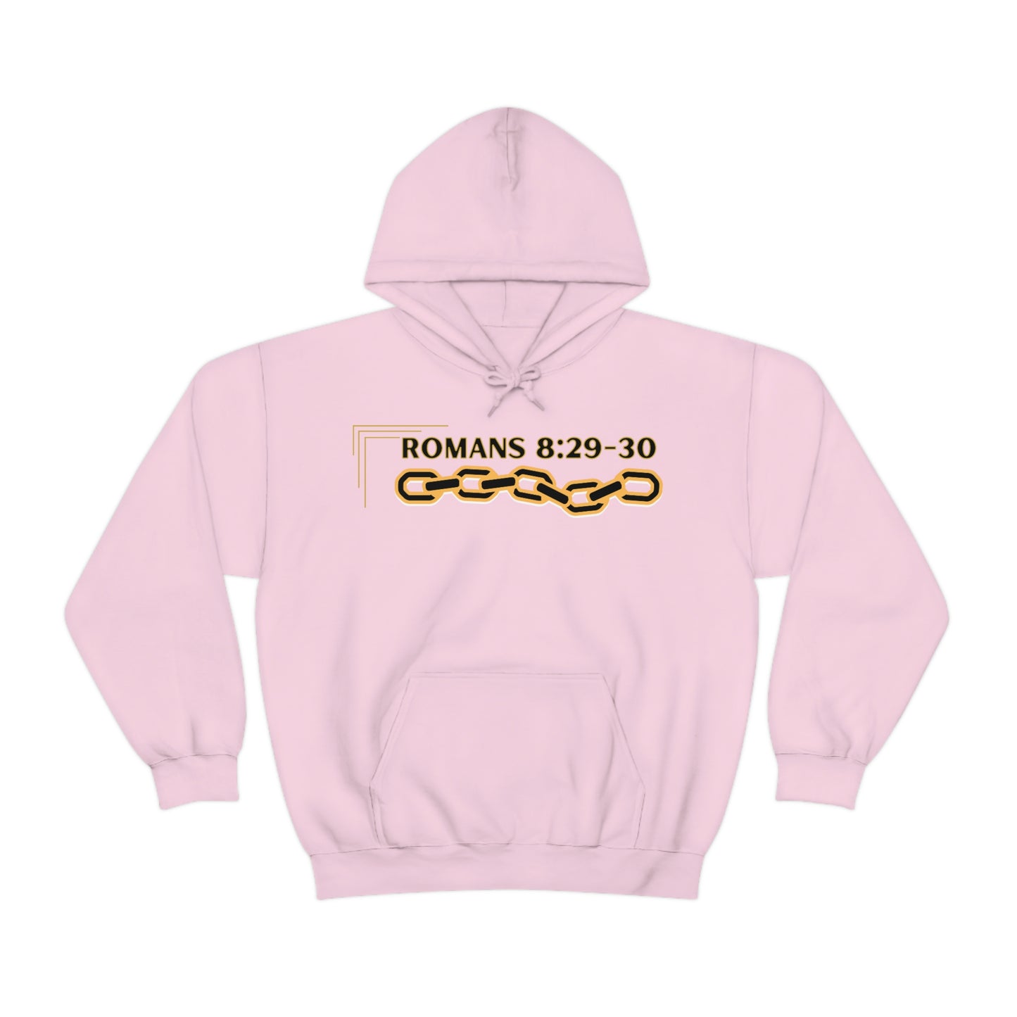 Unisex Golden Chain of Redemption (Romans 8:28-29) [Black] Heavy Blend™ Hooded Sweatshirt