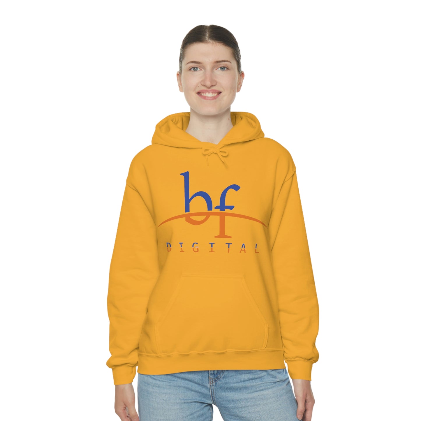 Unisex Blue Fire Digital Network Logo (Blue&Orange) Heavy Blend™ Hooded Sweatshirt