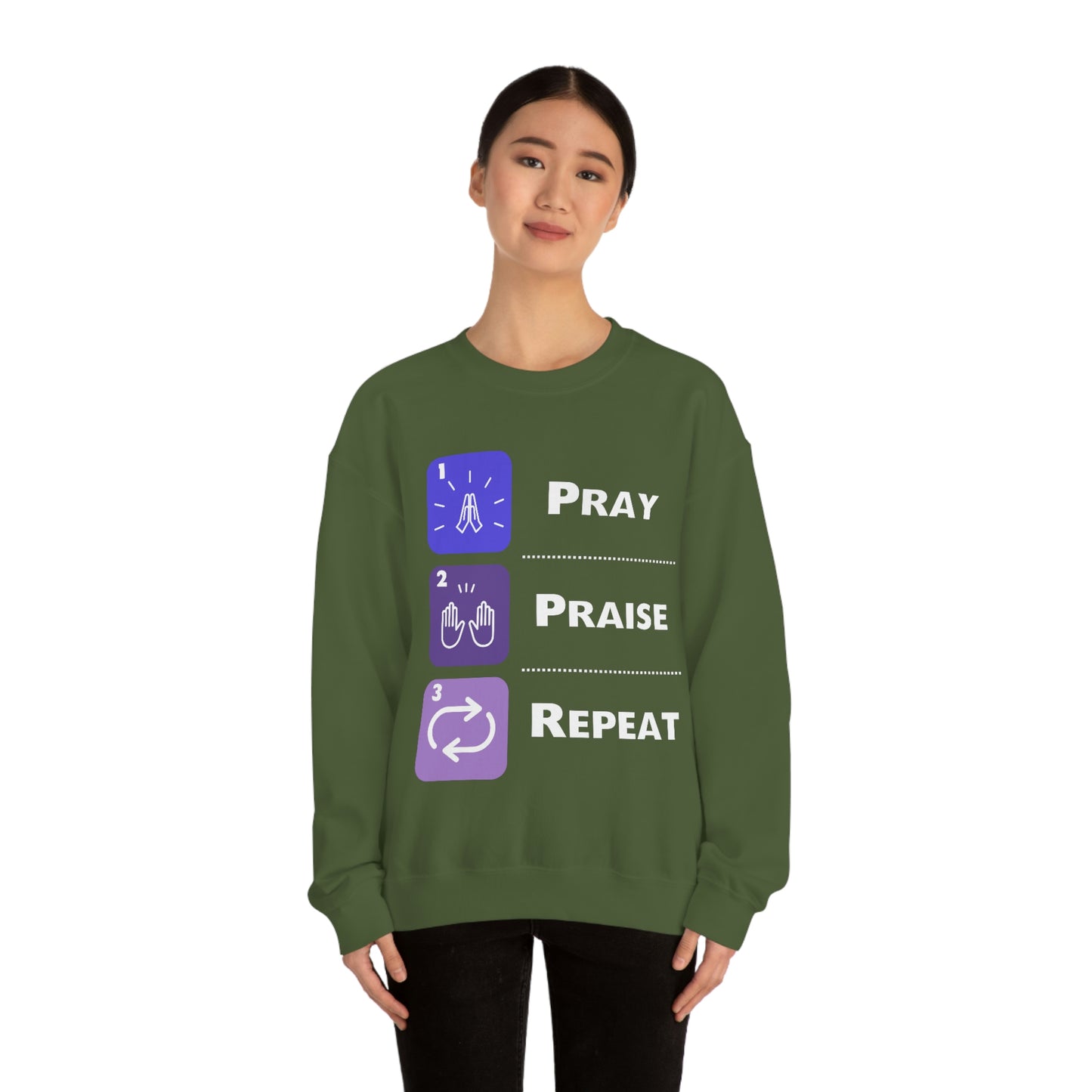 Unisex Pray, Praise, Repeat Heavy Blend™ Crewneck Sweatshirt (Palette 3)