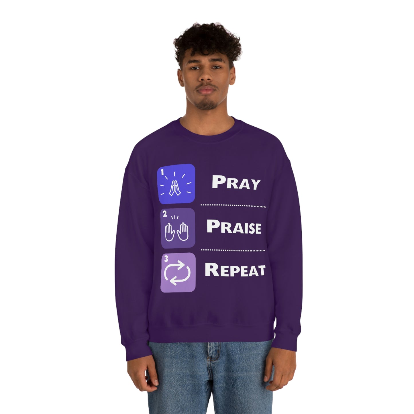 Unisex Pray, Praise, Repeat Heavy Blend™ Crewneck Sweatshirt (Palette 3)