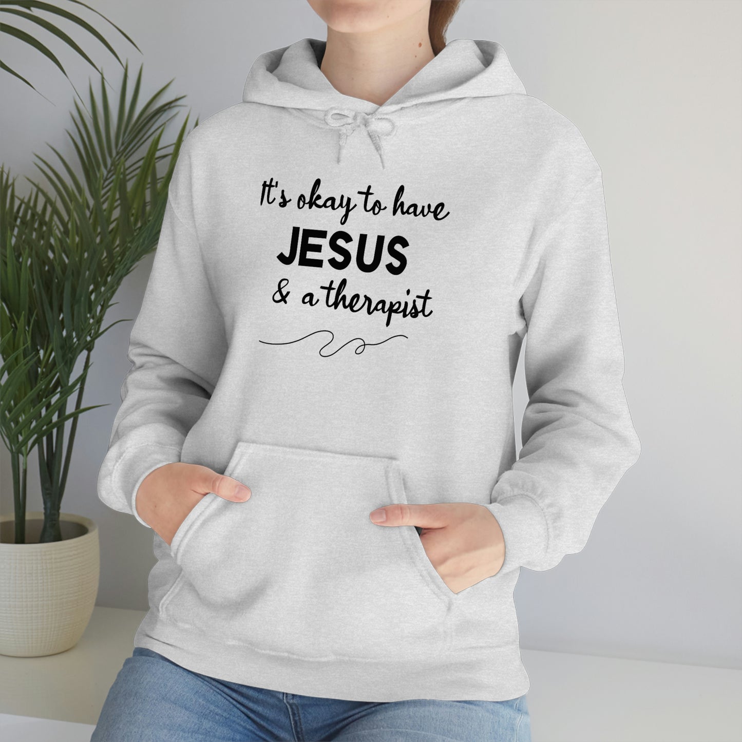 Women's Jesus & A Therapist (Black Text) Heavy Blend™ Hooded Sweatshirt