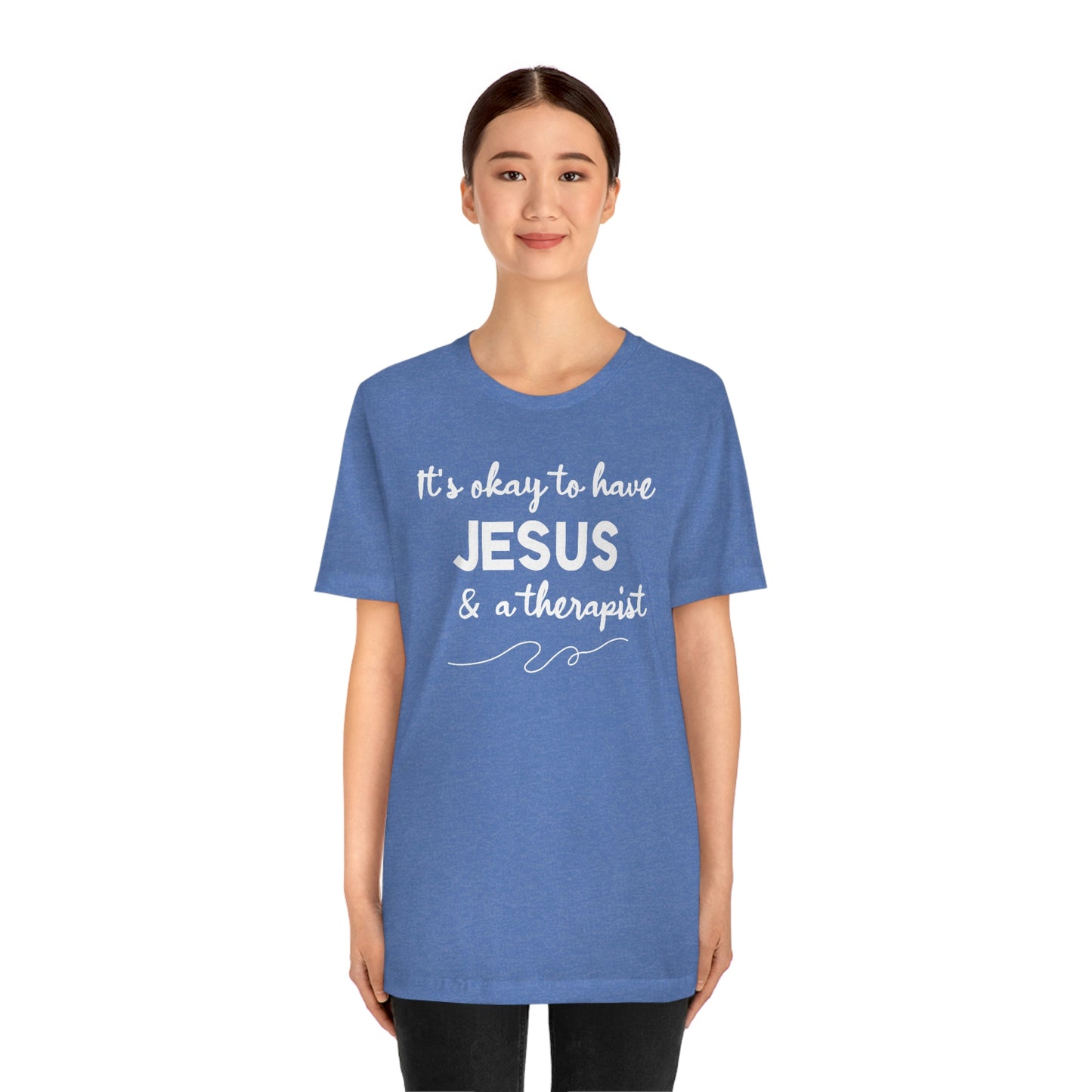 Women's Jesus & A Therapist (White Text) Short Sleeve T-Shirt