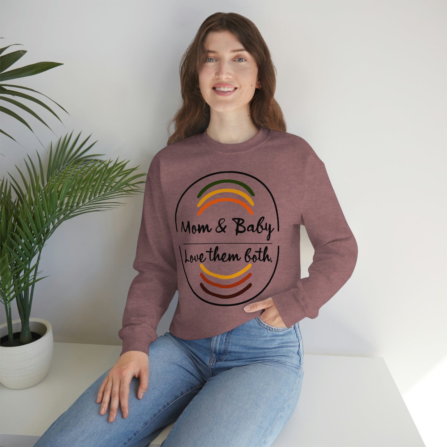 Women's Love Them Both (Black Text) Heavy Blend™ Crewneck Sweatshirt