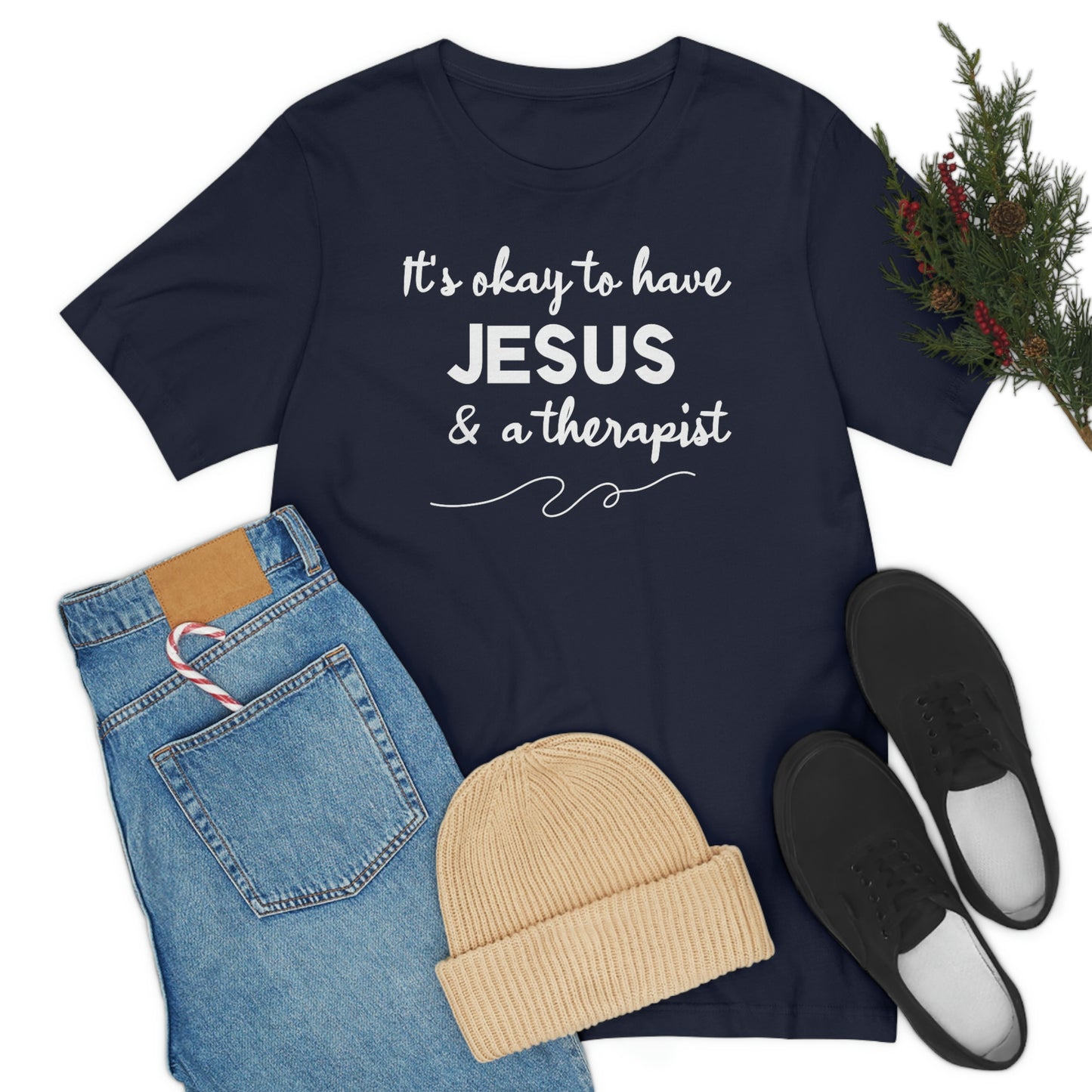 Women's Jesus & A Therapist (White Text) Short Sleeve T-Shirt