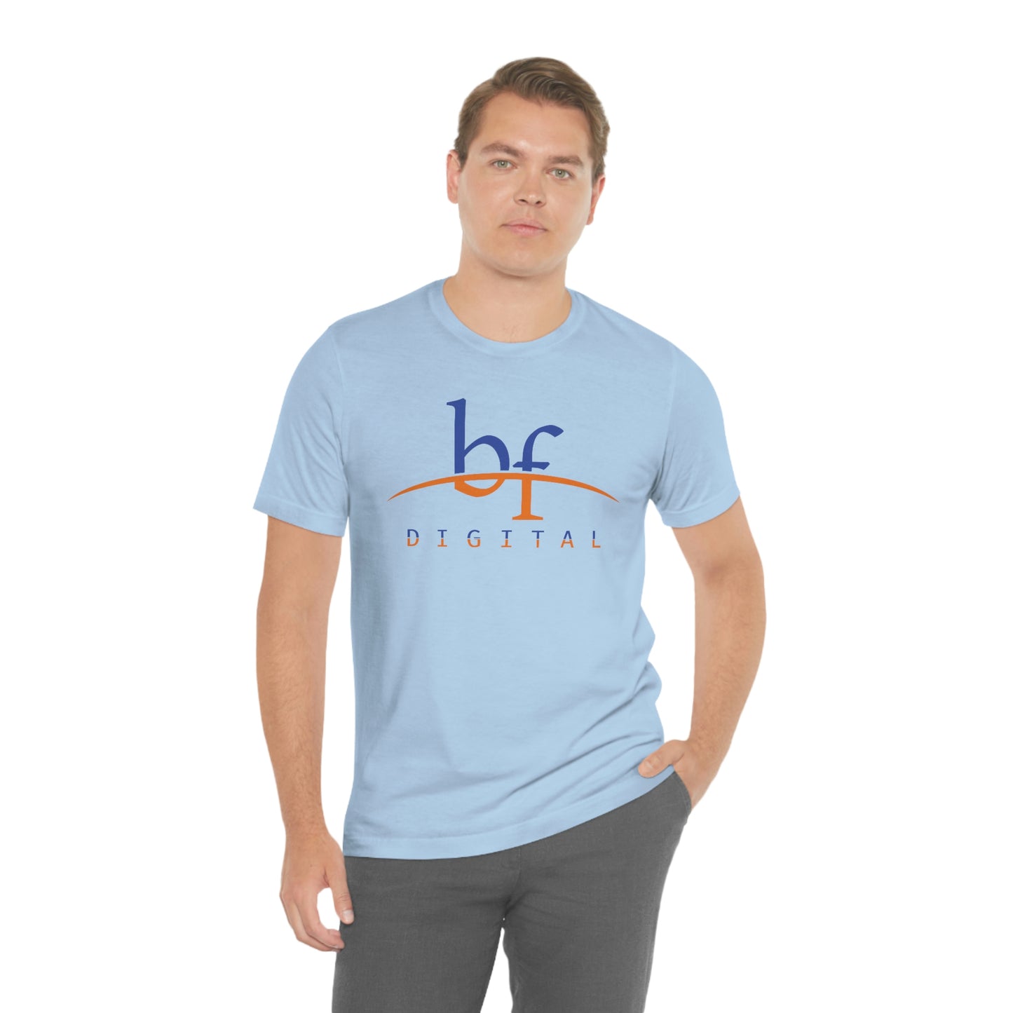 Unisex Blue Fire Digital Network Logo (Blue&Orange) Short Sleeve T-Shirt