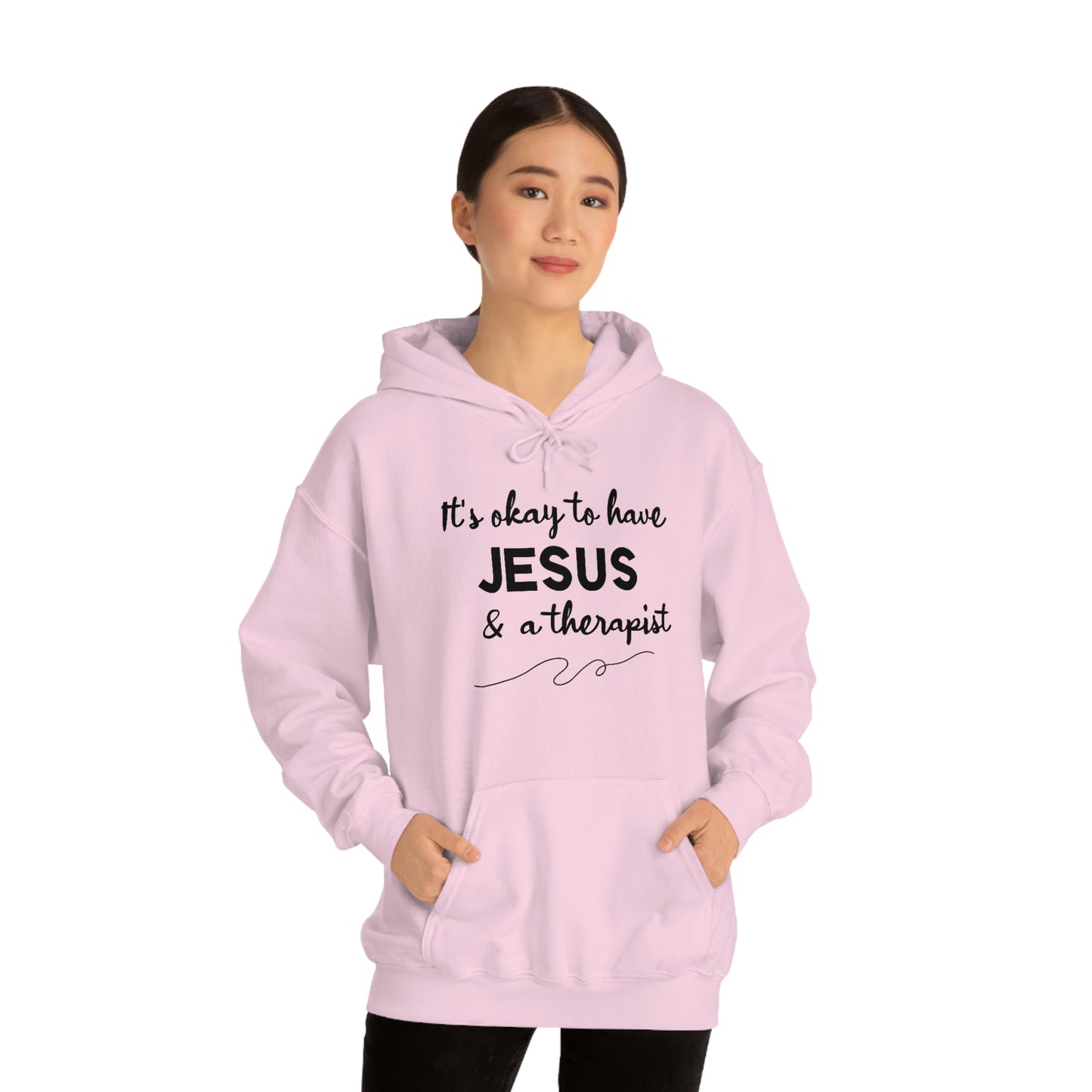 Women's Jesus & A Therapist (Black Text) Heavy Blend™ Hooded Sweatshirt