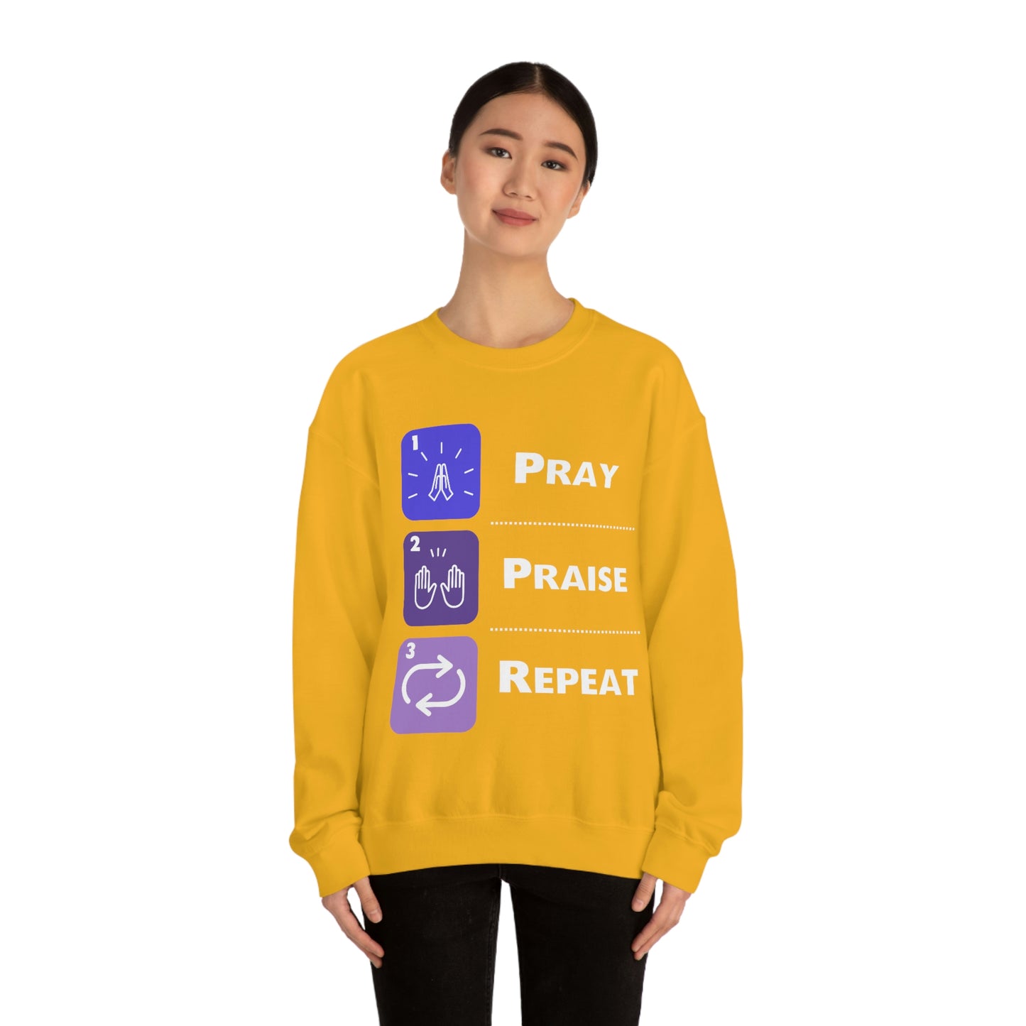 Unisex Pray, Praise, Repeat Heavy Blend™ Crewneck Sweatshirt (Palette 3)