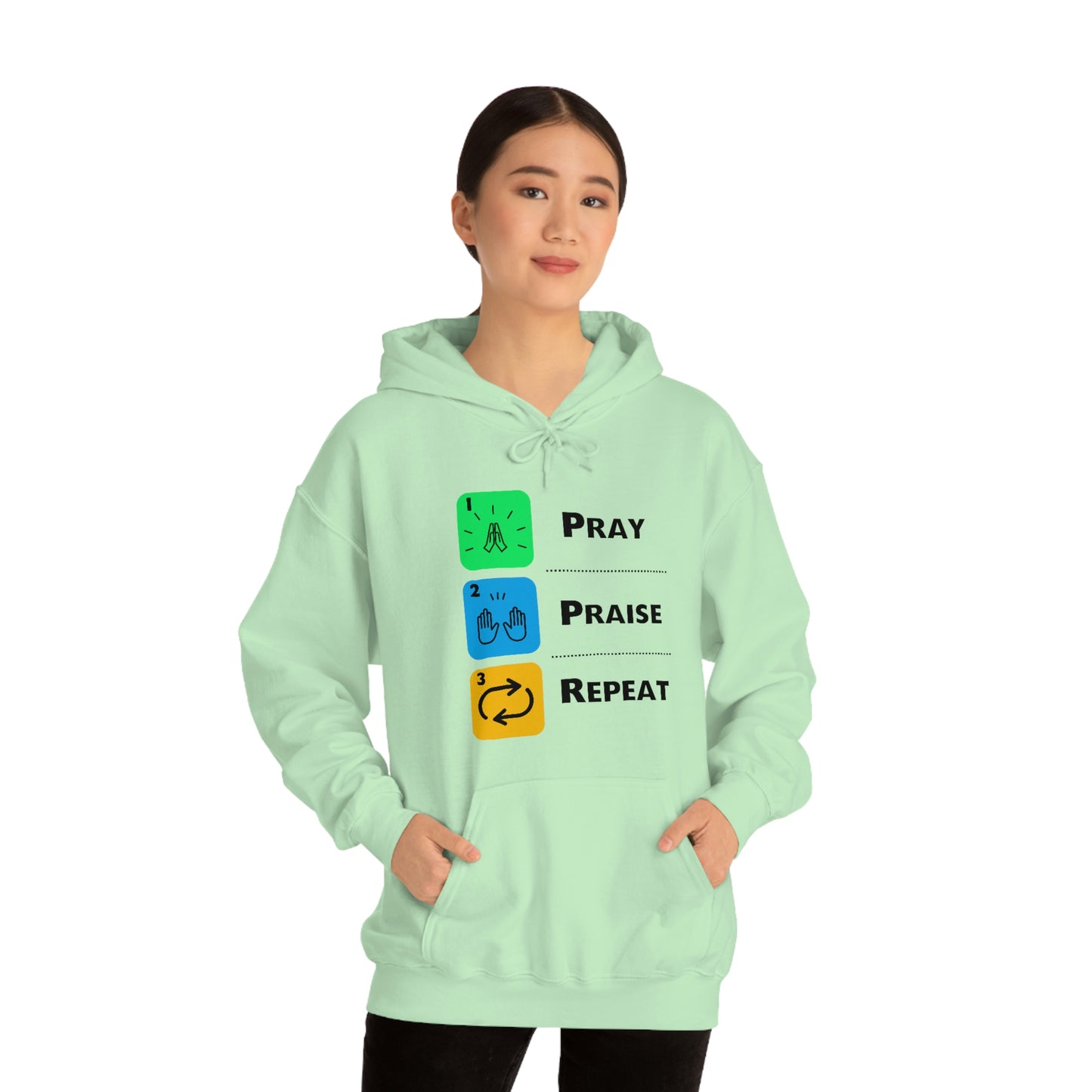 Unisex Pray, Praise, Repeat Heavy Blend™ Hooded Sweatshirt (Palette 2)