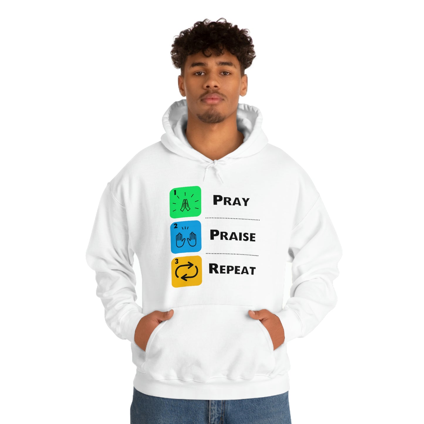 Unisex Pray, Praise, Repeat Heavy Blend™ Hooded Sweatshirt (Palette 2)