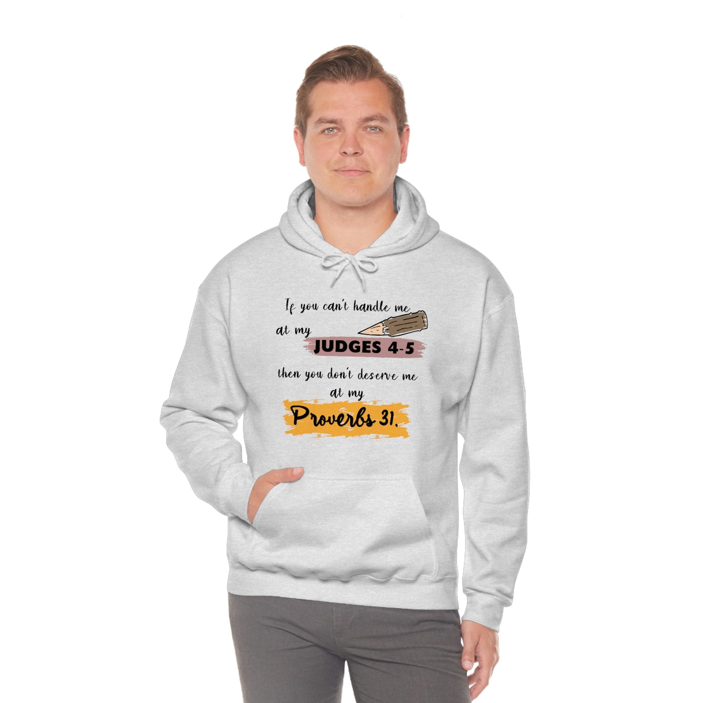 Women's Judges 4-5/Proverbs 31 (Black Text)  Heavy Blend™ Hooded Sweatshirt