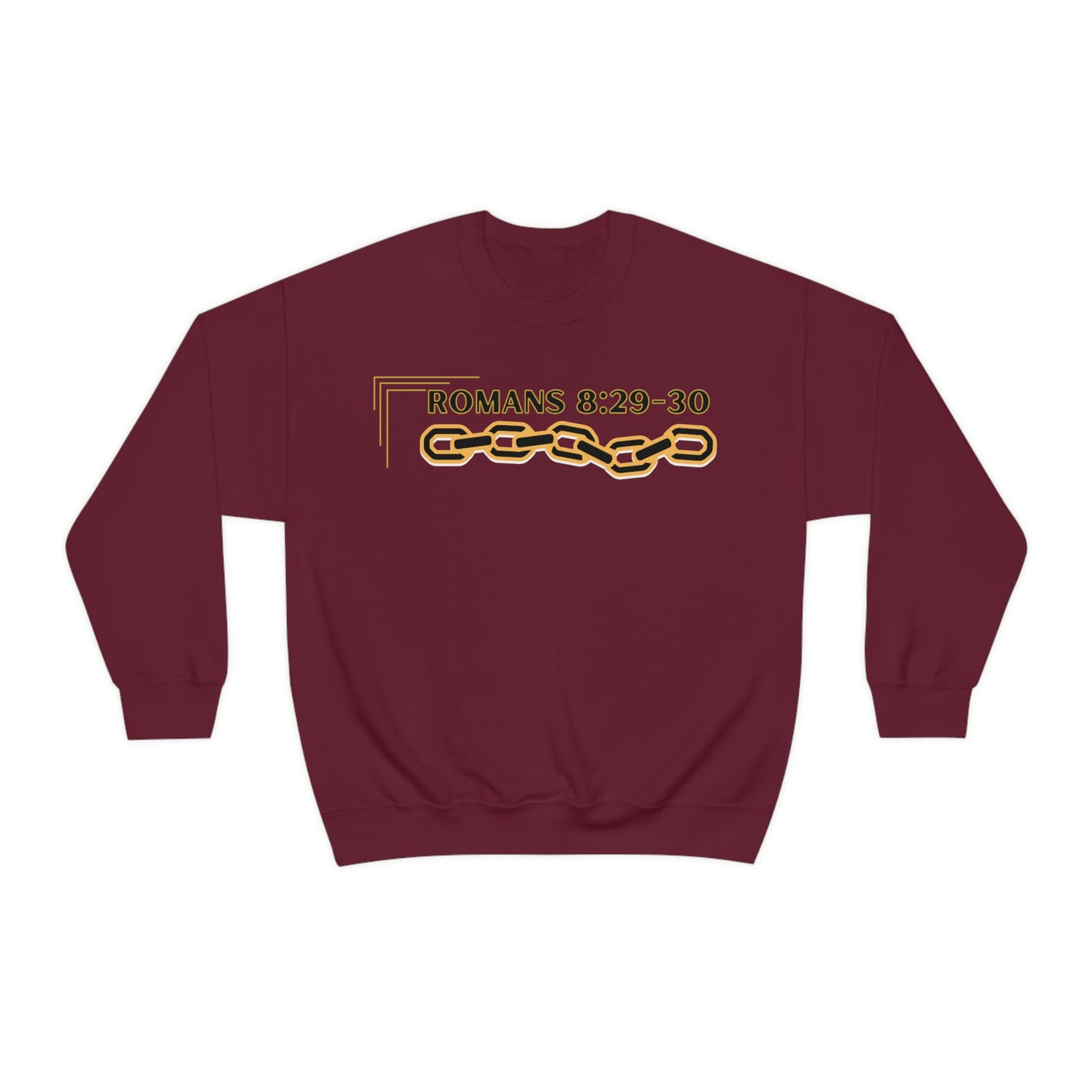 Unisex Golden Chain of Redemption (Romans 8:28-29) [Black] Heavy Blend™ Crewneck Sweatshirt