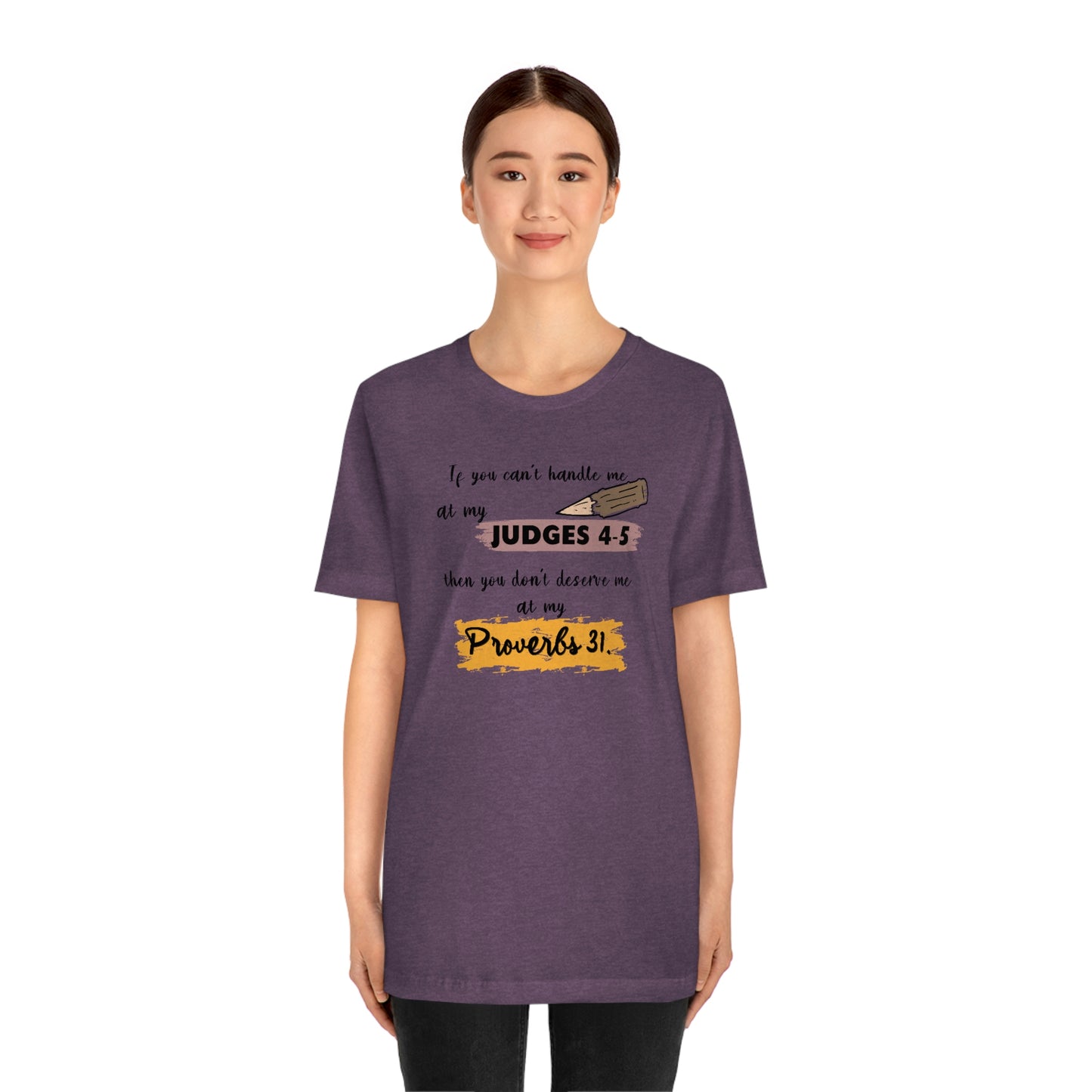 Women's Judges 4-5/Proverbs 31 (Black Text) Short Sleeve T-Shirt