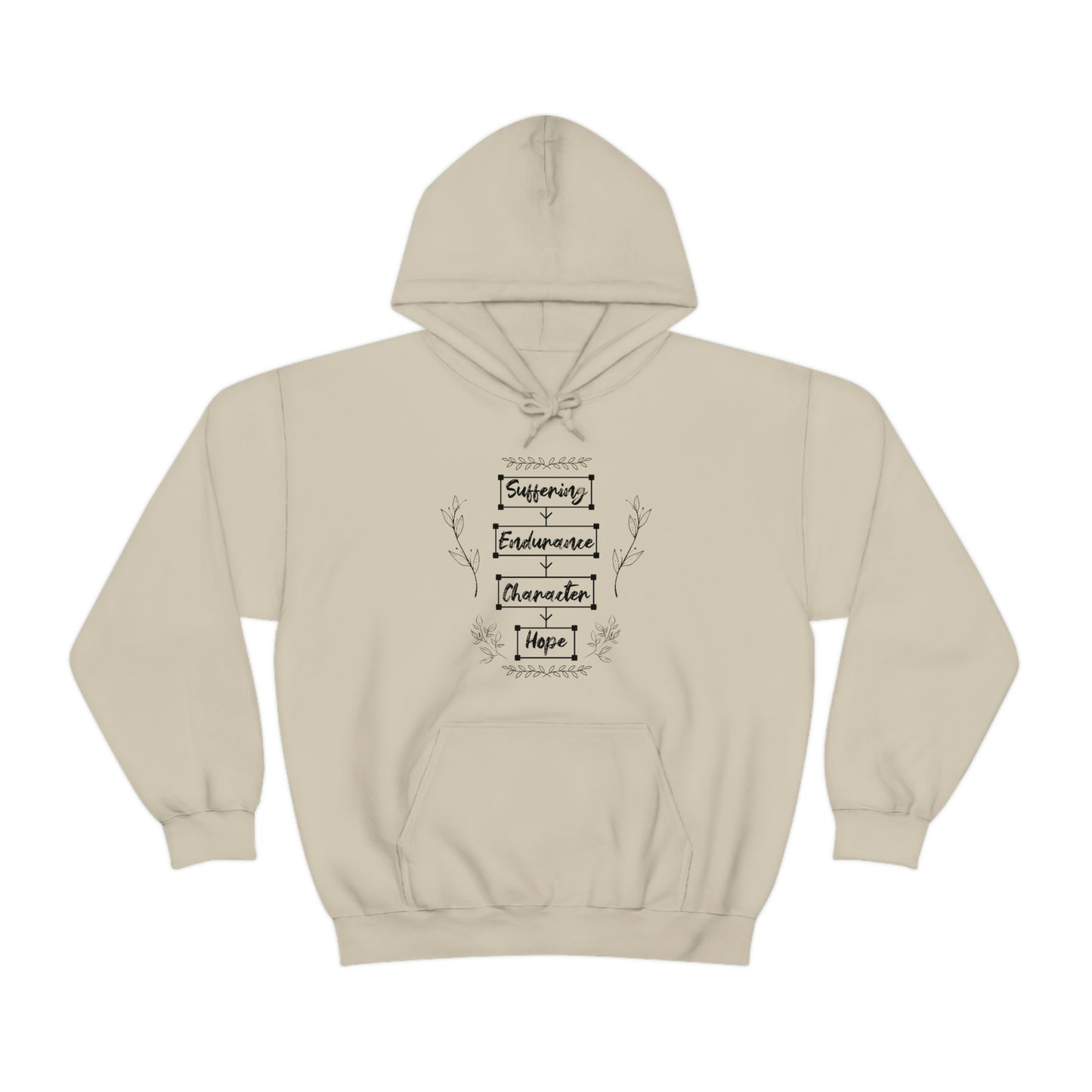 Women's Suffering Produces Hope (Romans 5:4) [Black Text] Heavy Blend™ Hooded Sweatshirt