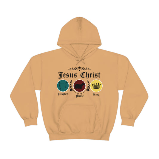 Unisex Prophet, Priest, King (Black) Heavy Blend™ Hooded Sweatshirt