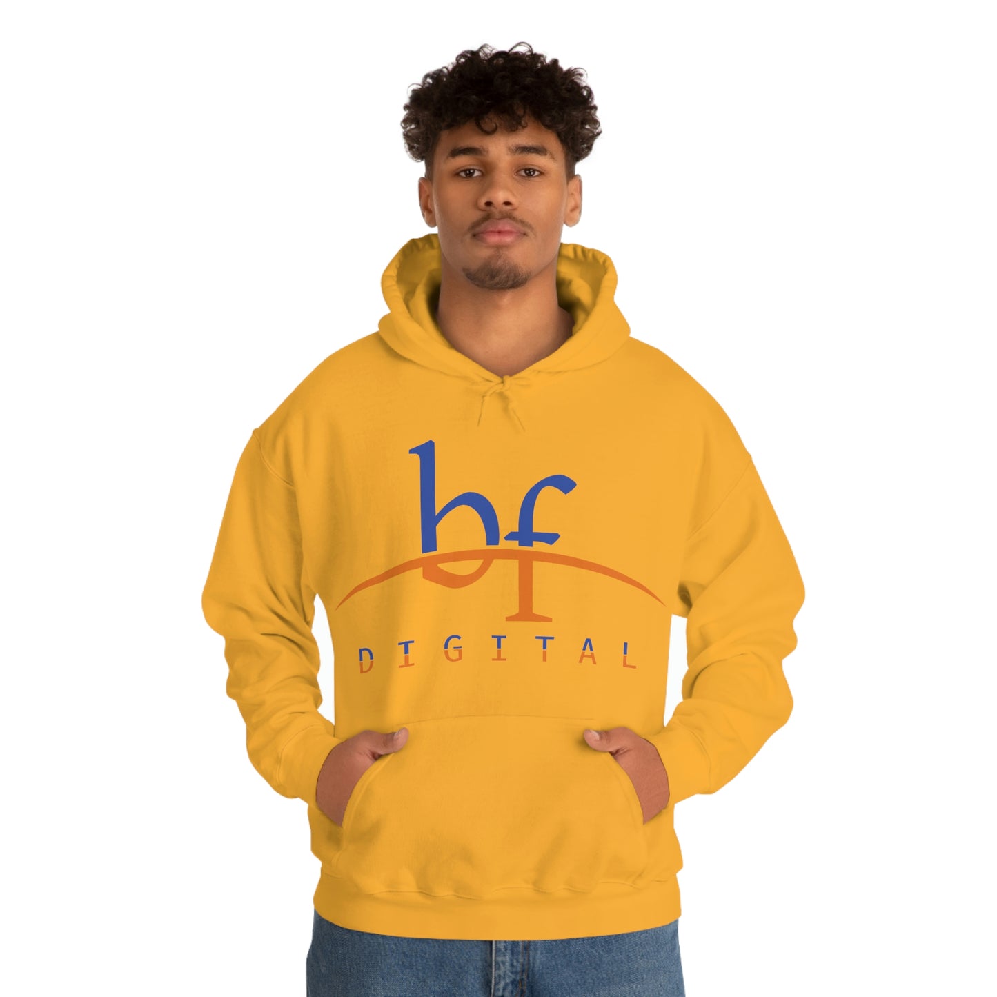 Unisex Blue Fire Digital Network Logo (Blue&Orange) Heavy Blend™ Hooded Sweatshirt