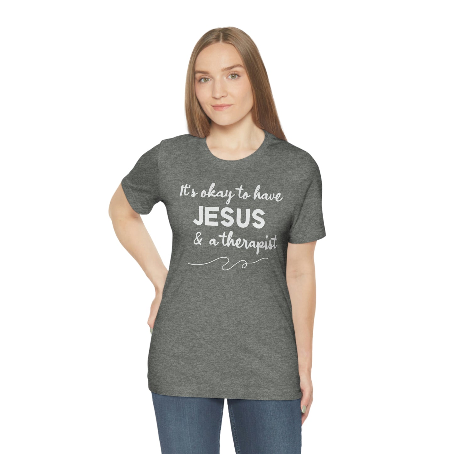 Women's Jesus & A Therapist (White Text) Short Sleeve T-Shirt