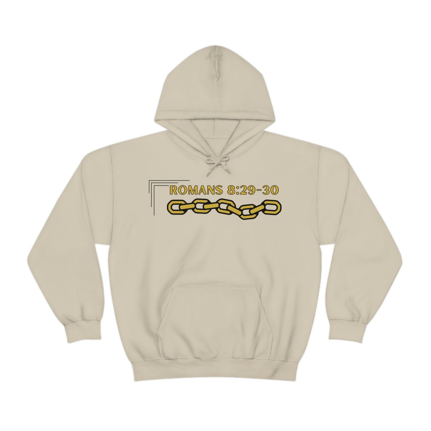 Unisex Golden Chain of Redemption (Romans 8:28-29) [Gold] Heavy Blend™ Hooded Sweatshirt