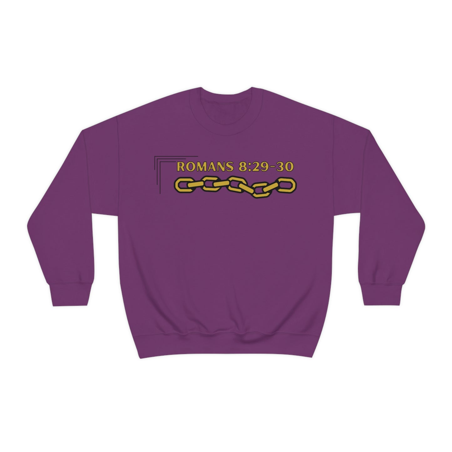 Unisex Golden Chain of Redemption (Romans 8:28-29) [Gold] Heavy Blend™ Crewneck Sweatshirt