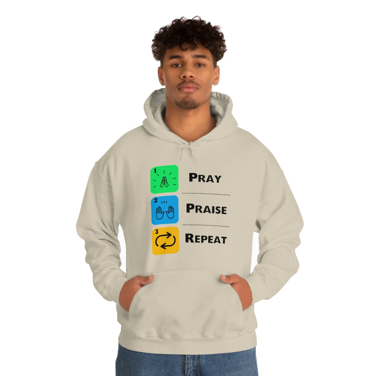 Unisex Pray, Praise, Repeat Heavy Blend™ Hooded Sweatshirt (Palette 2)