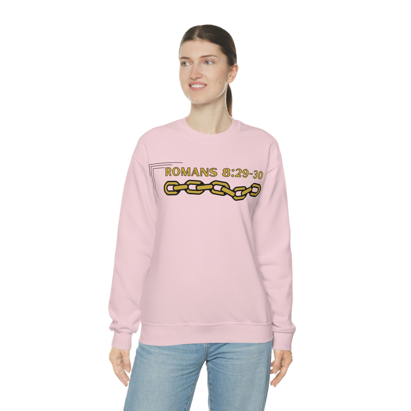 Unisex Golden Chain of Redemption (Romans 8:28-29) [Gold] Heavy Blend™ Crewneck Sweatshirt