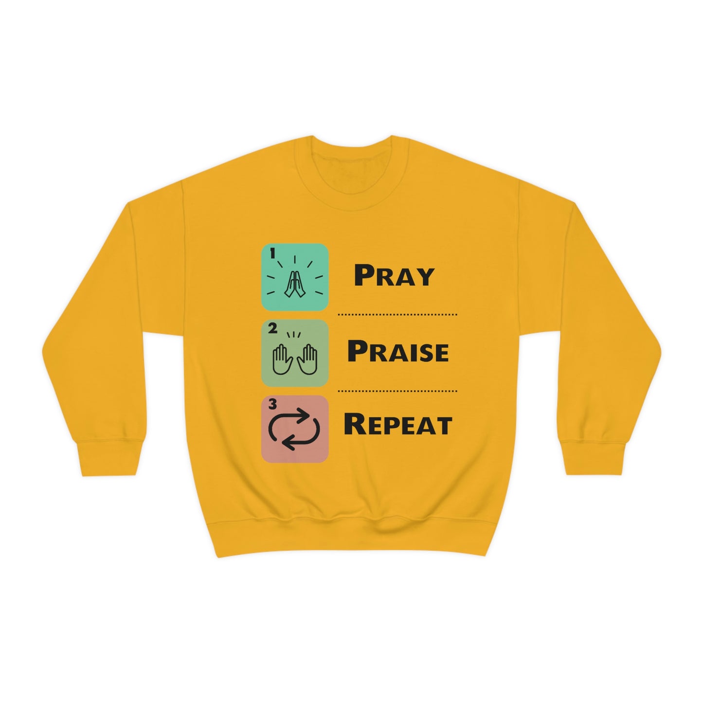 Unisex Pray, Praise, Repeat Heavy Blend™ Crewneck Sweatshirt (Palette 1)