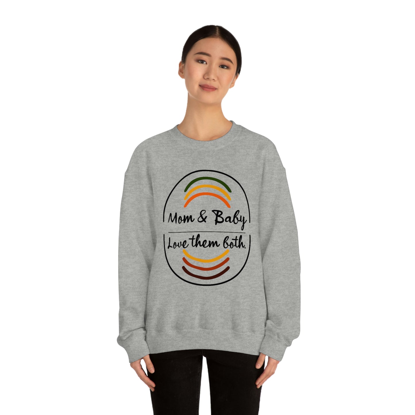 Women's Love Them Both (Black Text) Heavy Blend™ Crewneck Sweatshirt