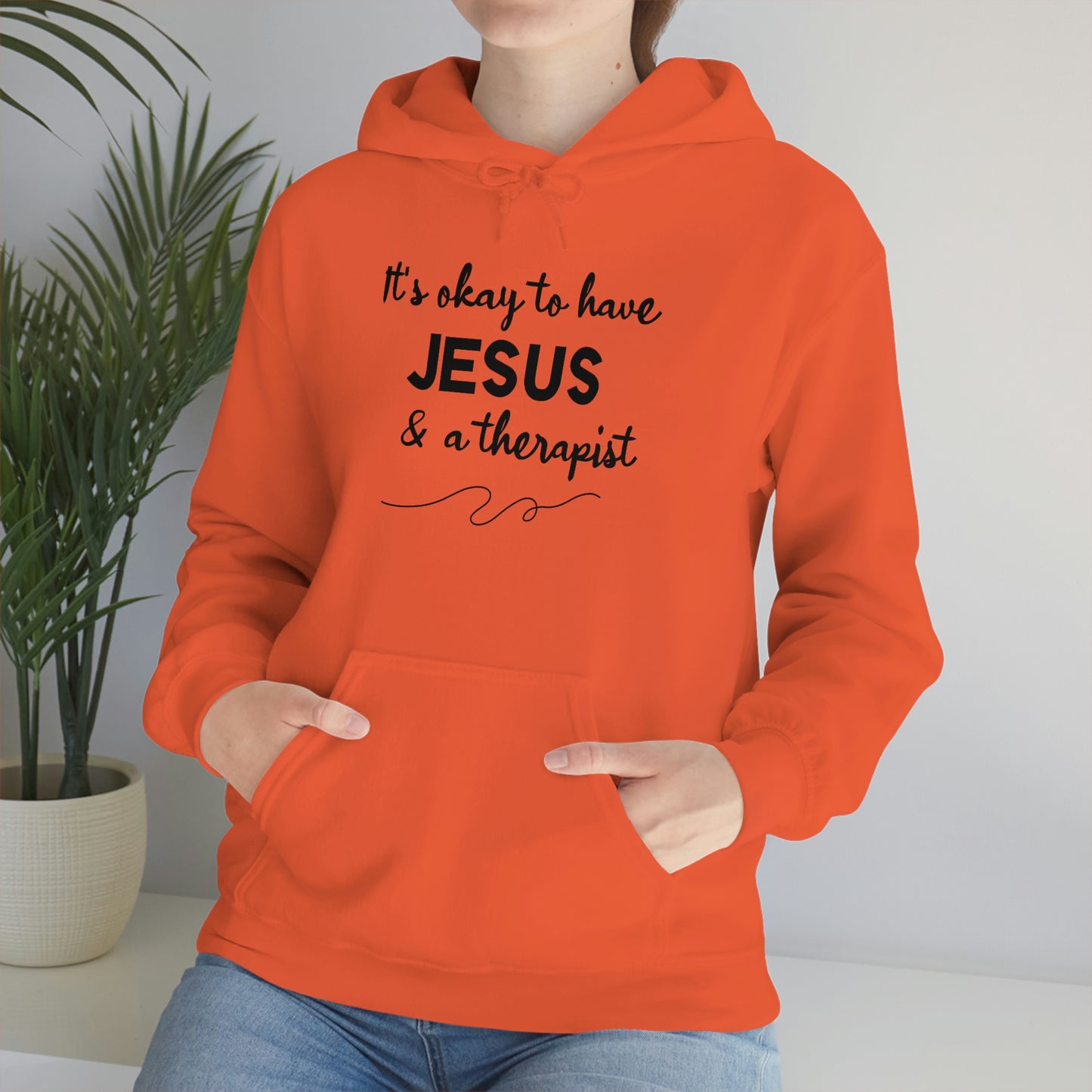 Women's Jesus & A Therapist (Black Text) Heavy Blend™ Hooded Sweatshirt