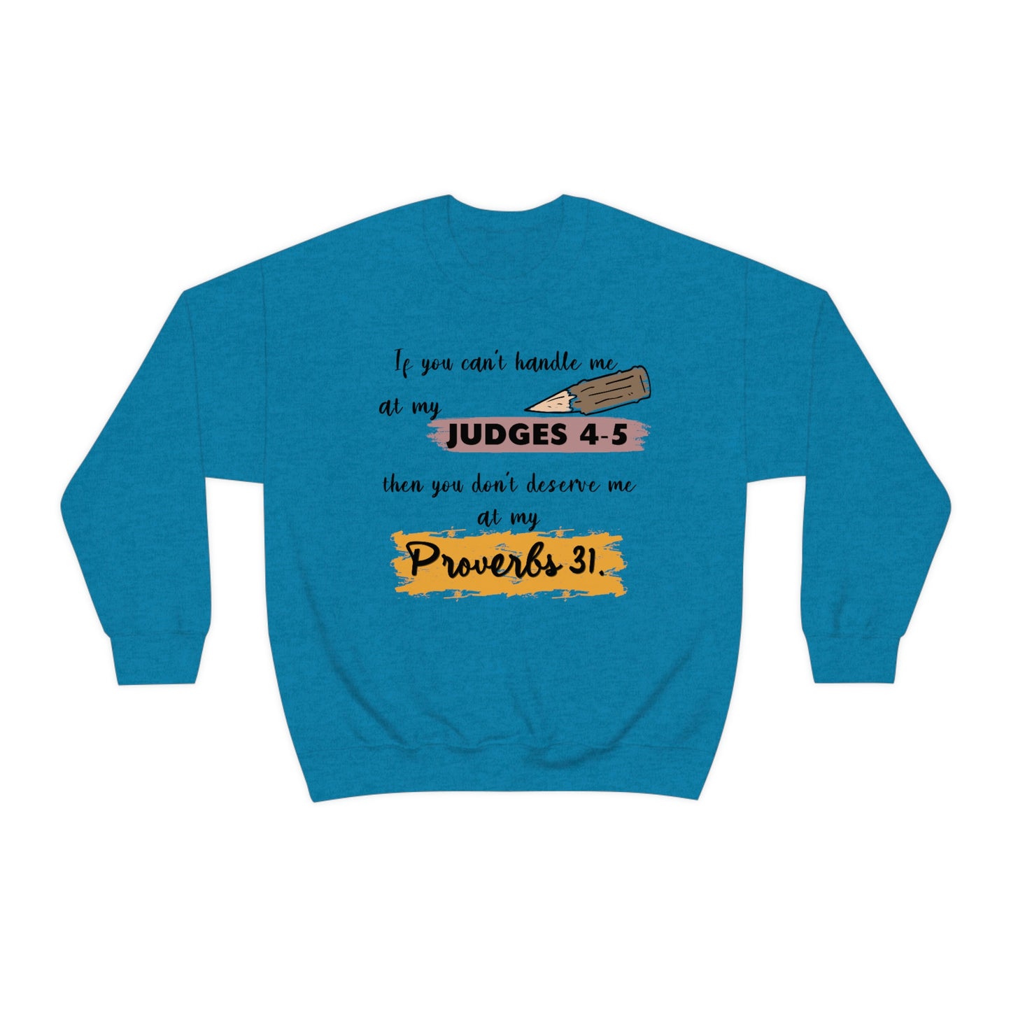 Women's Judges 4-5/Proverbs 31 (Black Text) Heavy Blend™ Crewneck Sweatshirt