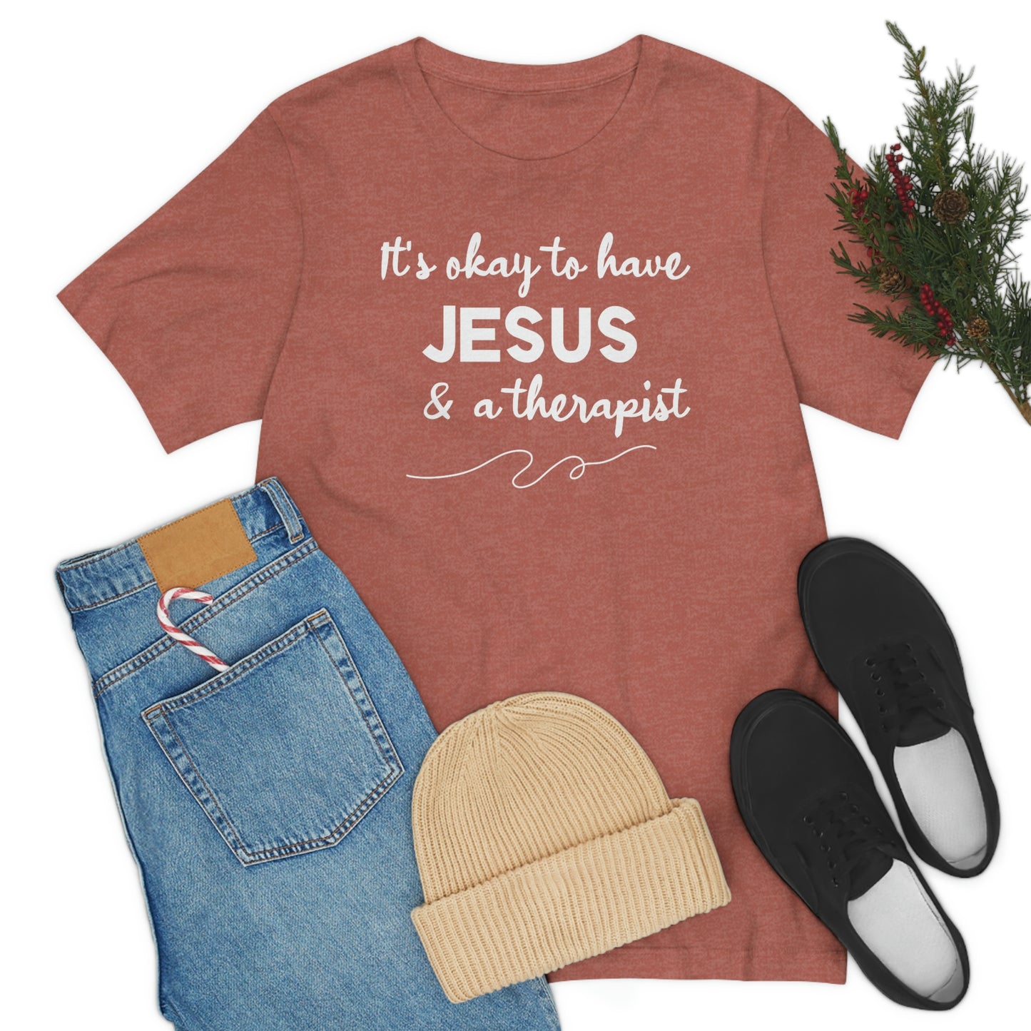 Women's Jesus & A Therapist (White Text) Short Sleeve T-Shirt