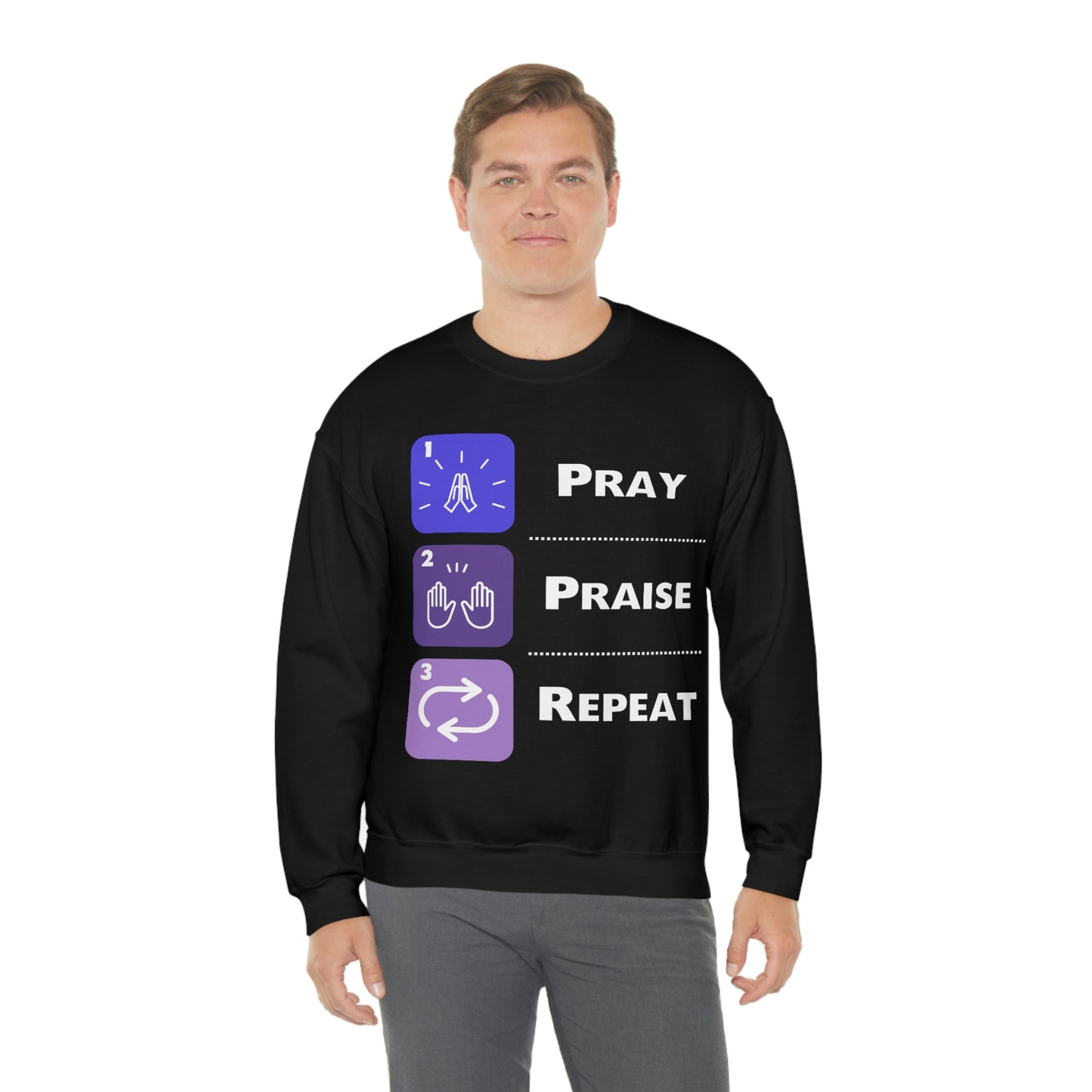 Unisex Pray, Praise, Repeat Heavy Blend™ Crewneck Sweatshirt (Palette 3)