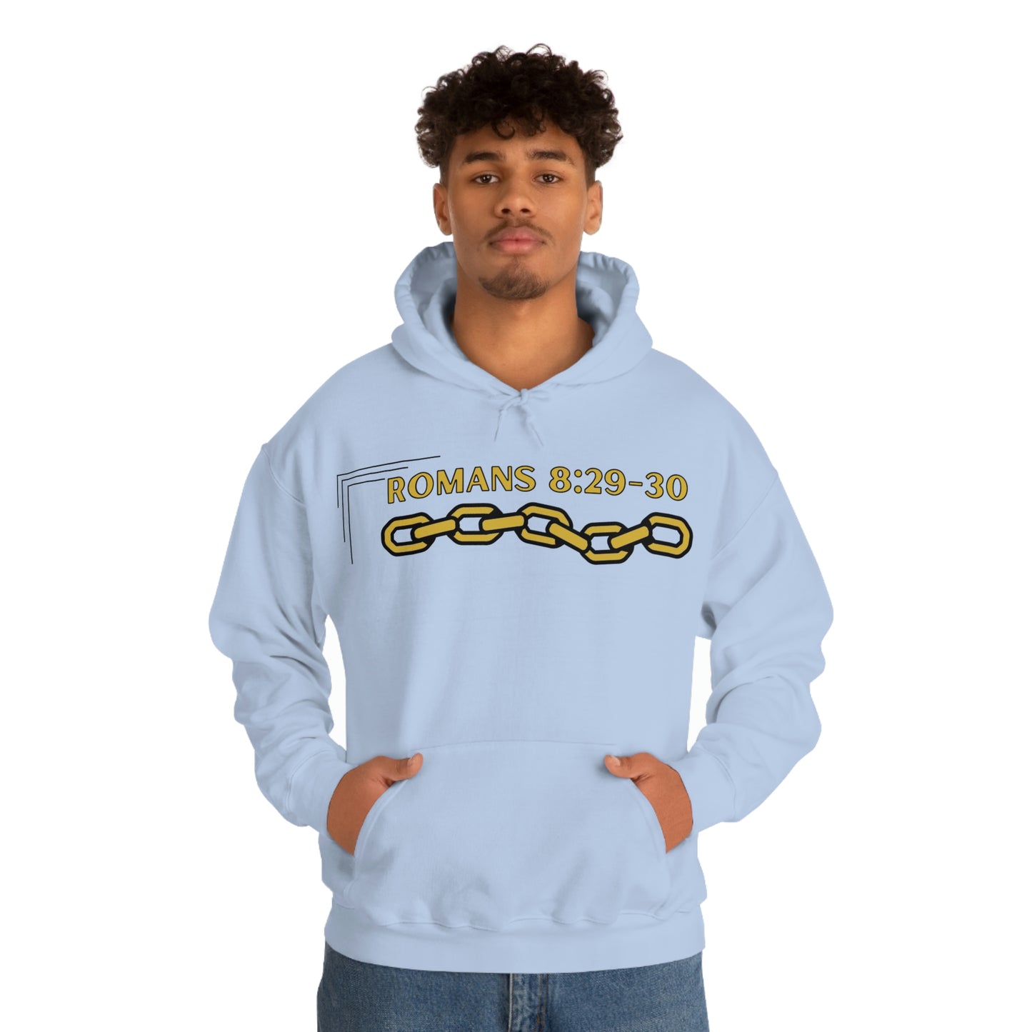 Unisex Golden Chain of Redemption (Romans 8:28-29) [Gold] Heavy Blend™ Hooded Sweatshirt