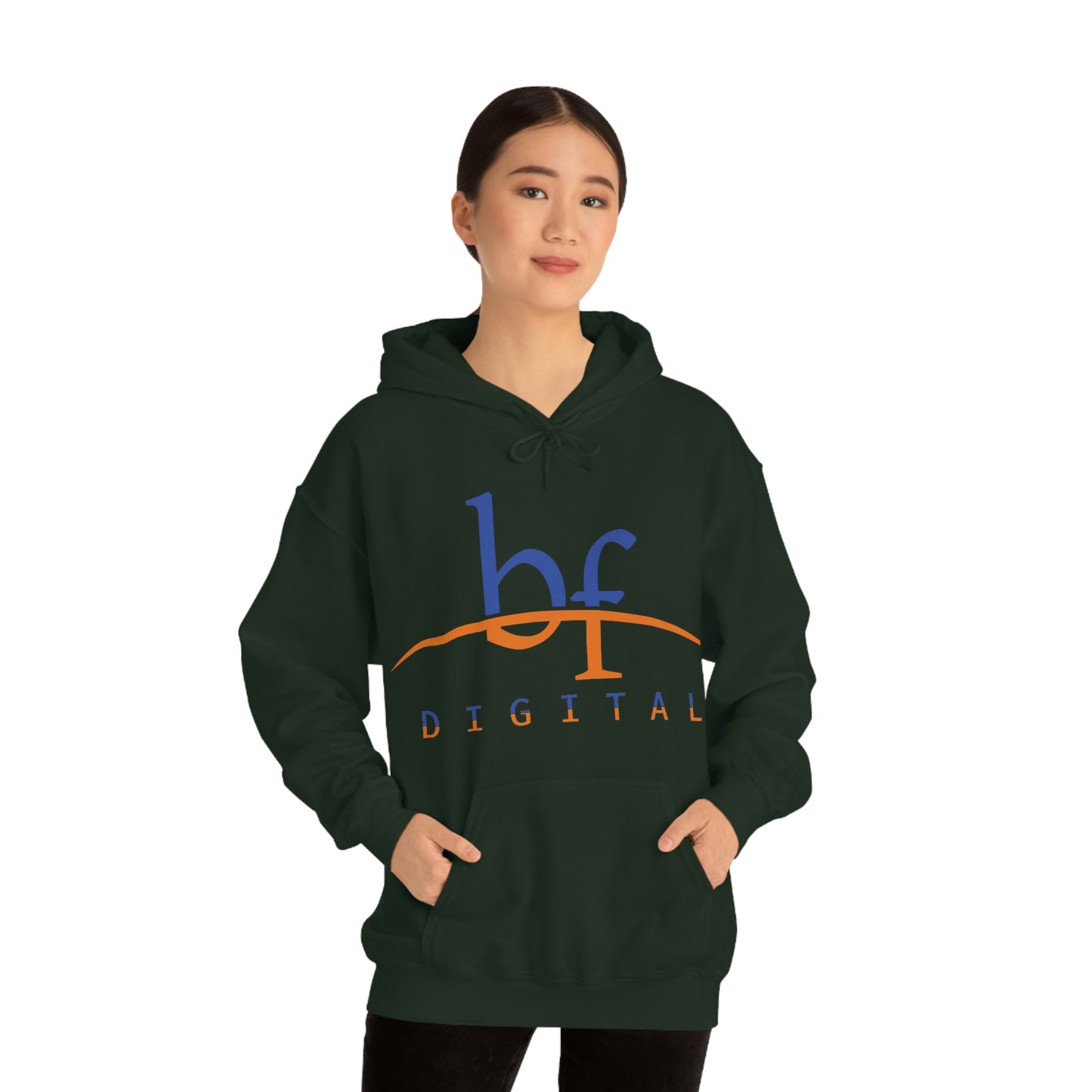 Unisex Blue Fire Digital Network Logo (Blue&Orange) Heavy Blend™ Hooded Sweatshirt