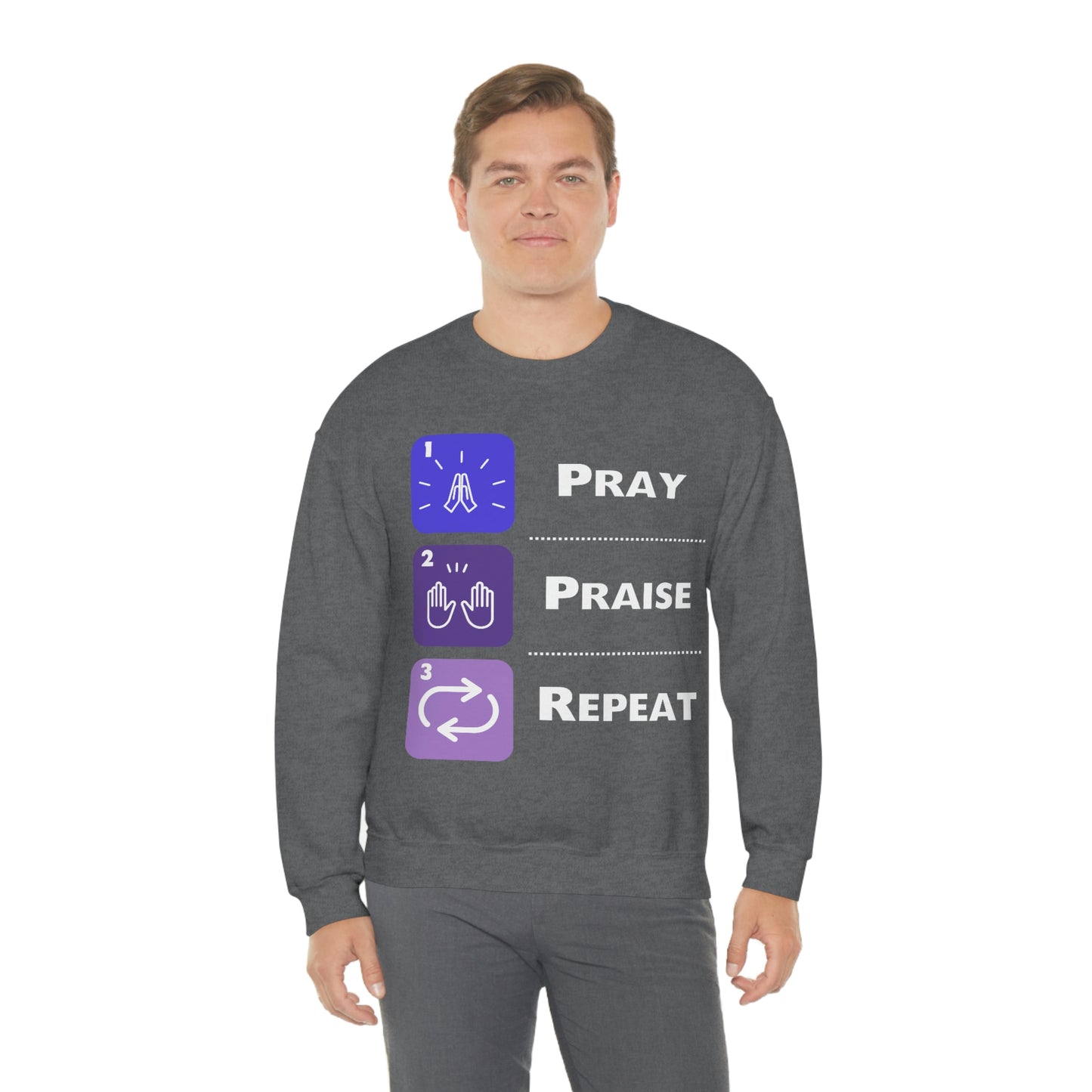 Unisex Pray, Praise, Repeat Heavy Blend™ Crewneck Sweatshirt (Palette 3)