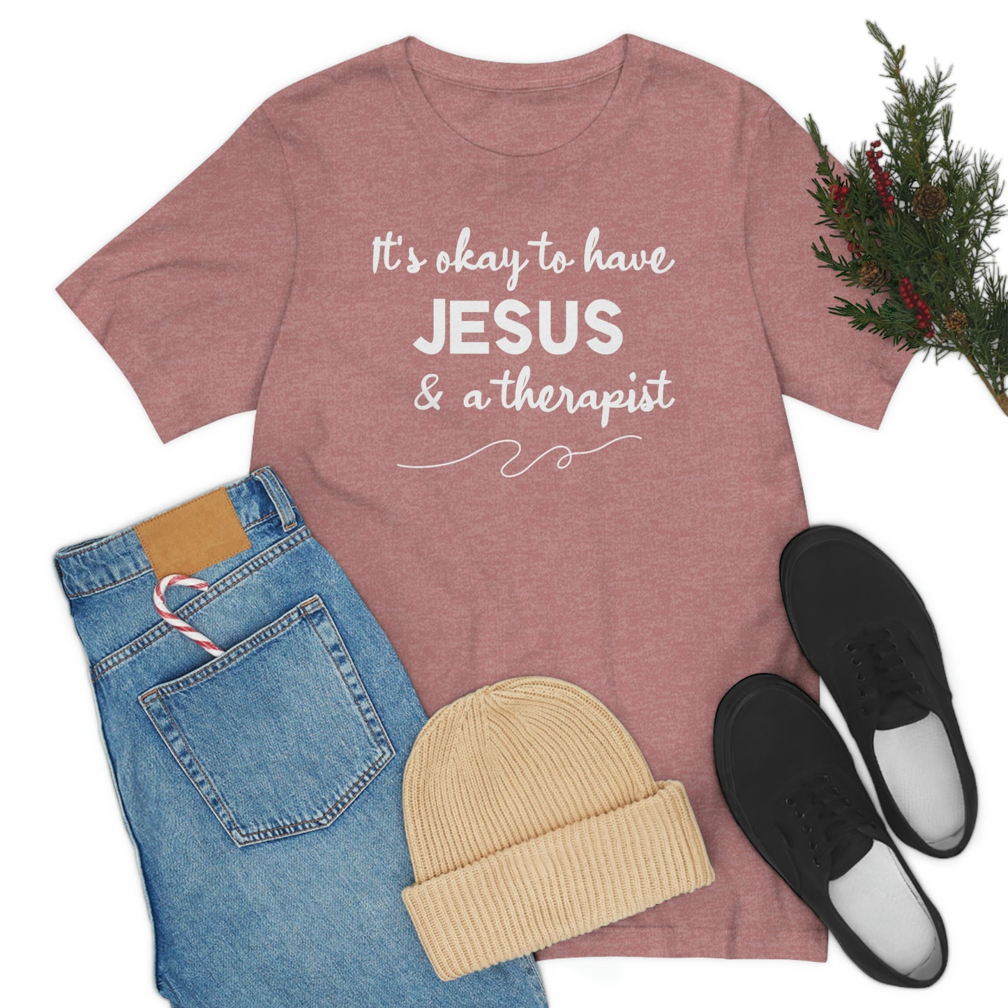 Women's Jesus & A Therapist (White Text) Short Sleeve T-Shirt