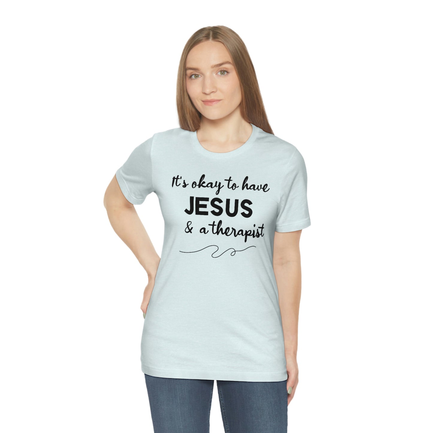 Women's Jesus & A Therapist (Black Text) Short Sleeve T-Shirt