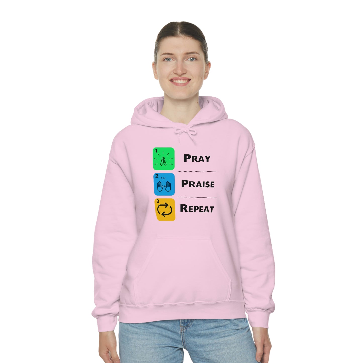 Unisex Pray, Praise, Repeat Heavy Blend™ Hooded Sweatshirt (Palette 2)