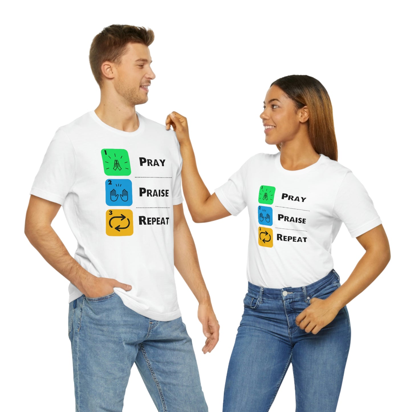 Unisex Pray, Praise, Repeat Short Sleeve T-Shirt (Palette 2)