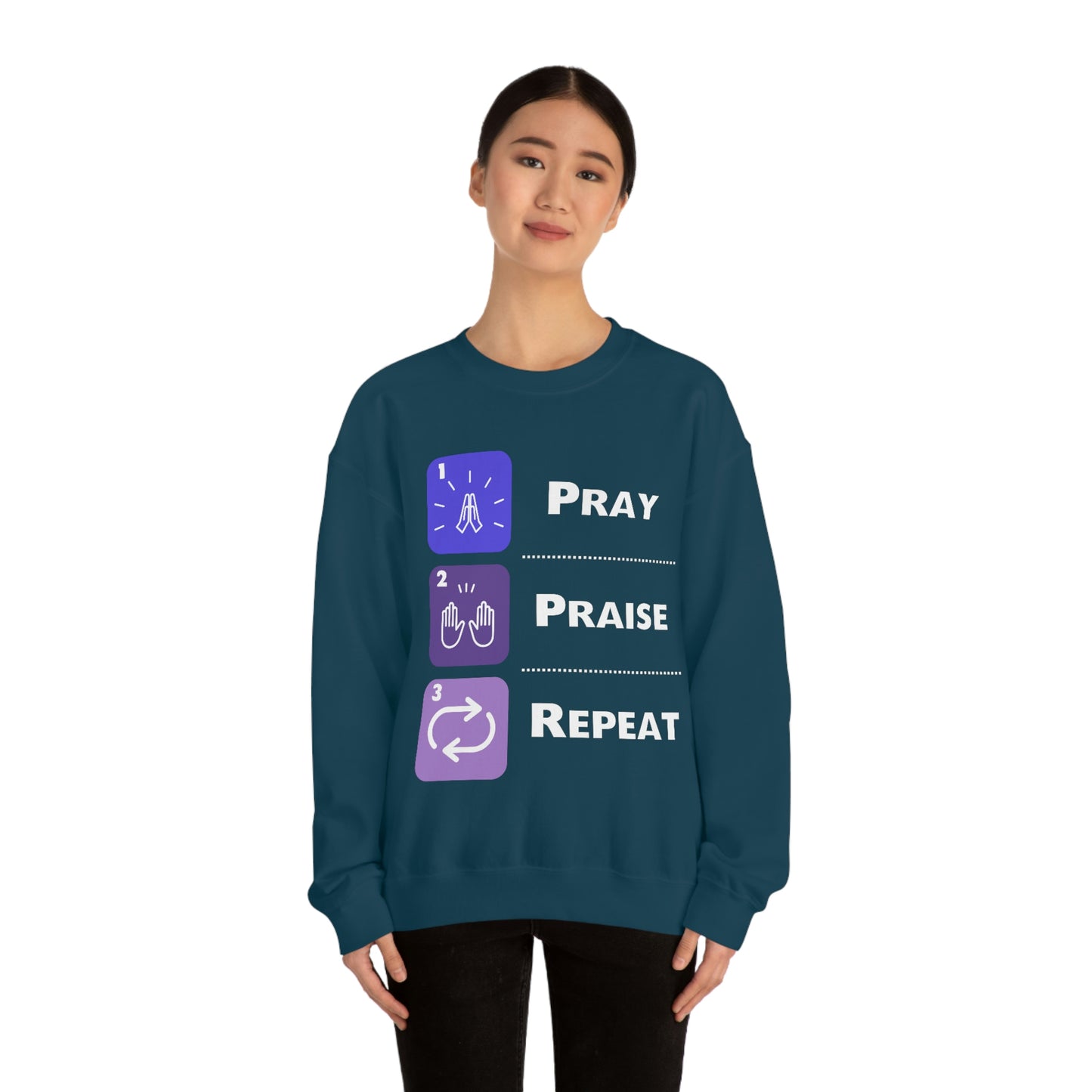 Unisex Pray, Praise, Repeat Heavy Blend™ Crewneck Sweatshirt (Palette 3)