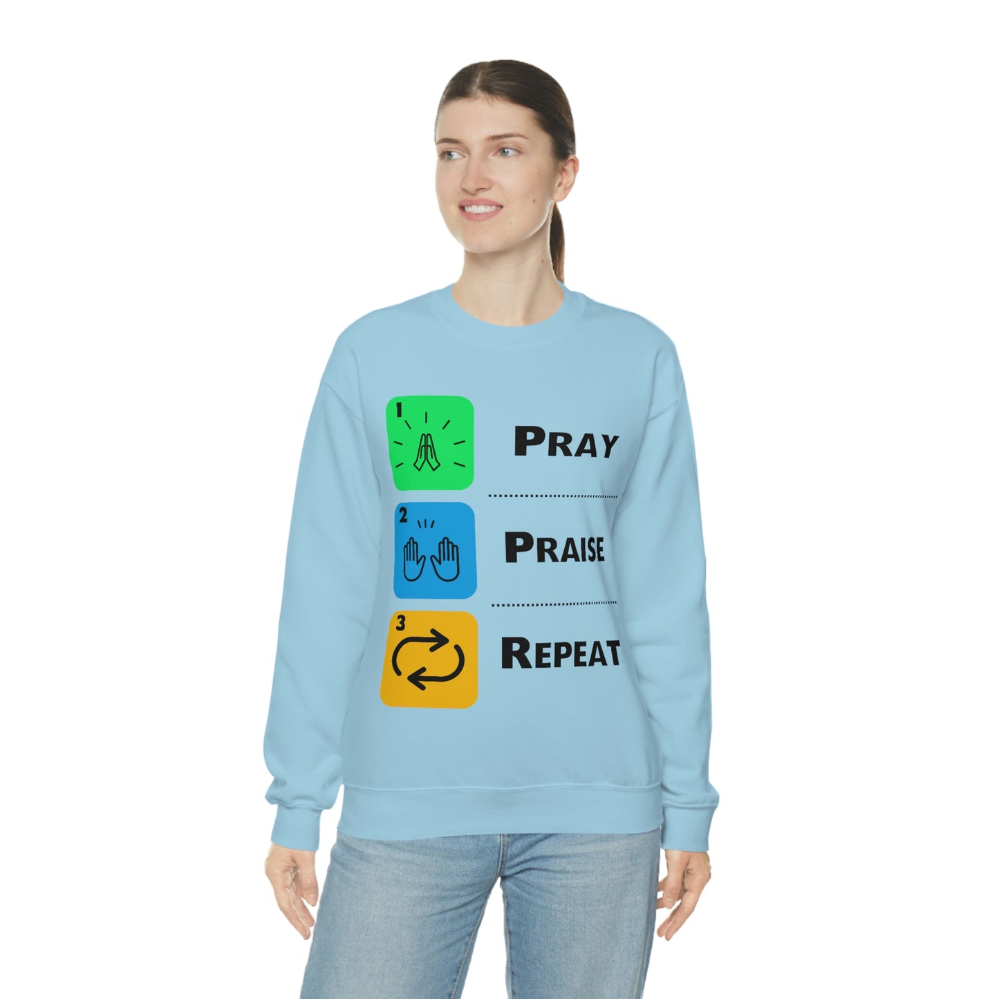 Unisex Pray, Praise, Repeat Heavy Blend™ Crewneck Sweatshirt (Palette 2)