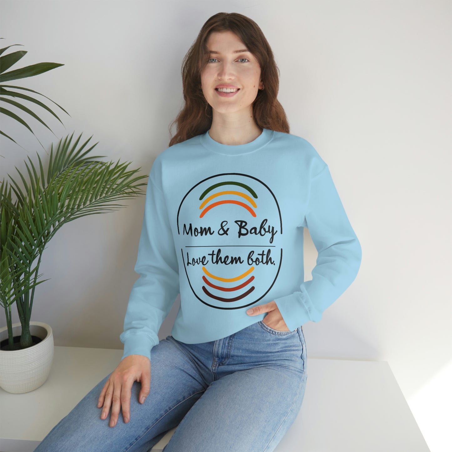 Women's Love Them Both (Black Text) Heavy Blend™ Crewneck Sweatshirt