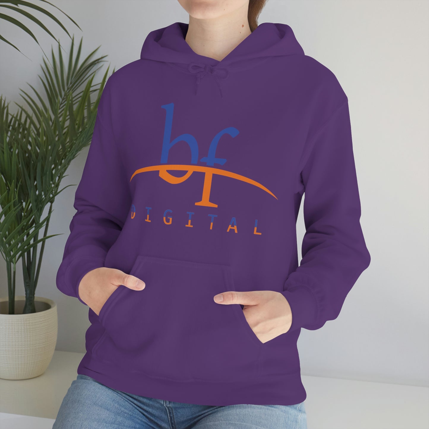 Unisex Blue Fire Digital Network Logo (Blue&Orange) Heavy Blend™ Hooded Sweatshirt